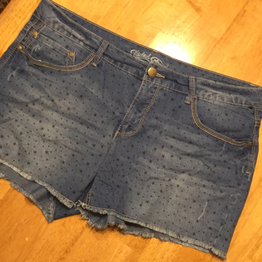 Faded Glory Star Print Denim Shorts